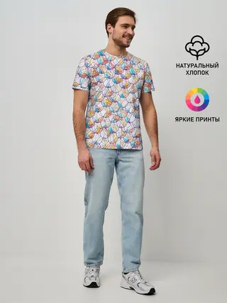 Мужская базовая футболка / Разноцветная чешуя