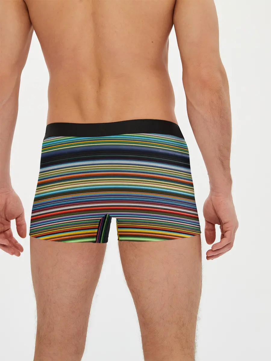 Мужские трусы боксеры / РАзноцыетные линии полосы хаос