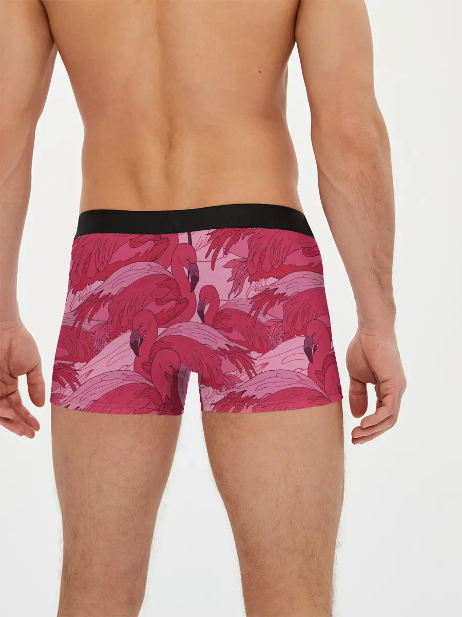 Мужские трусы боксеры / розовые фламинго