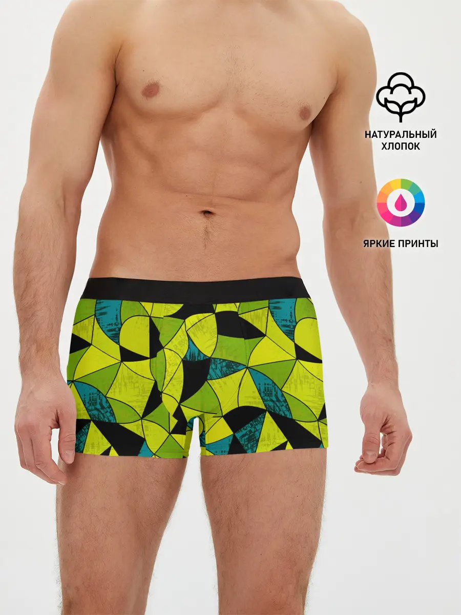 Мужские трусы боксеры / Гранжевый яркий зеленый