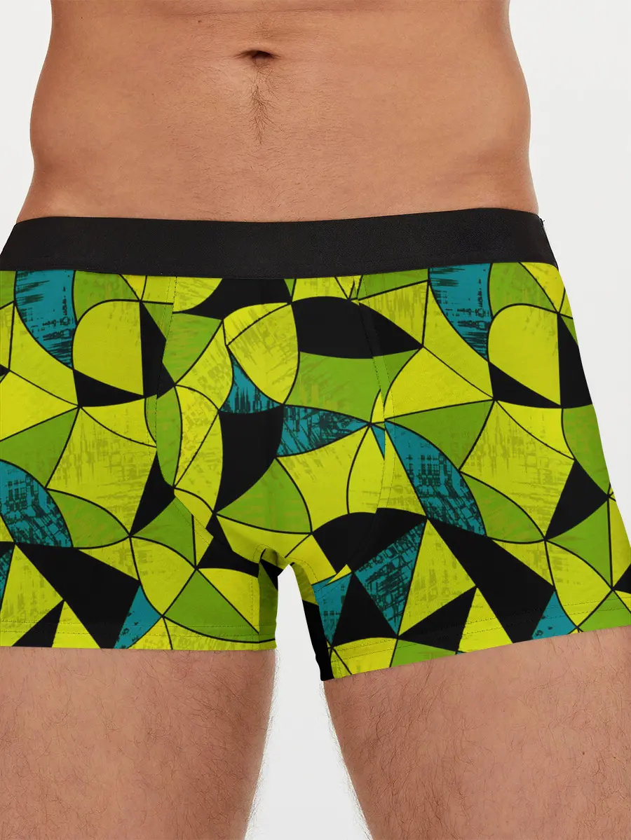 Мужские трусы боксеры / Гранжевый яркий зеленый