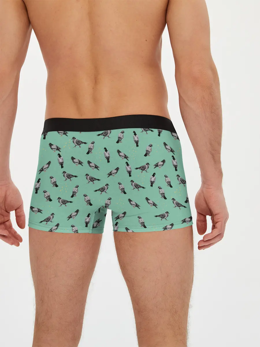 Мужские трусы боксеры / Голуби на зеленом