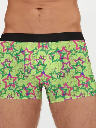 Мужские трусы боксеры / Зеленый узор Звезды