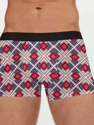 Мужские трусы боксеры / Красно-синий плед -клетка