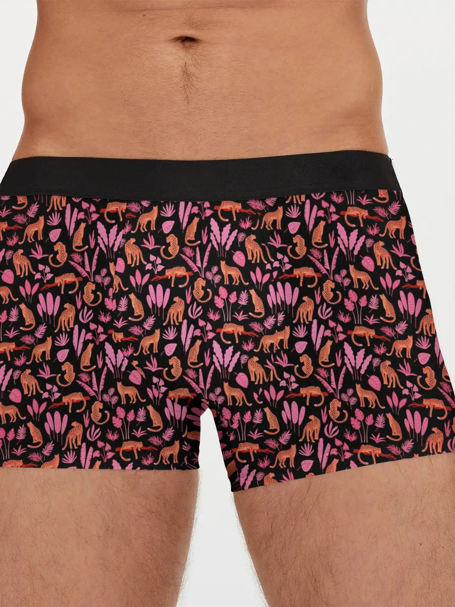 Мужские трусы боксеры / ГЕПАРД В ЛИСТВЕ