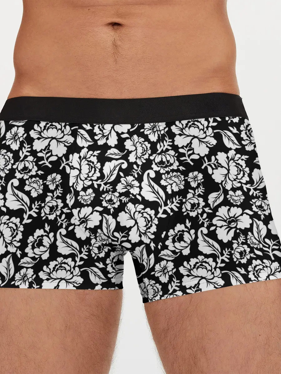 Мужские трусы боксеры / White flowers