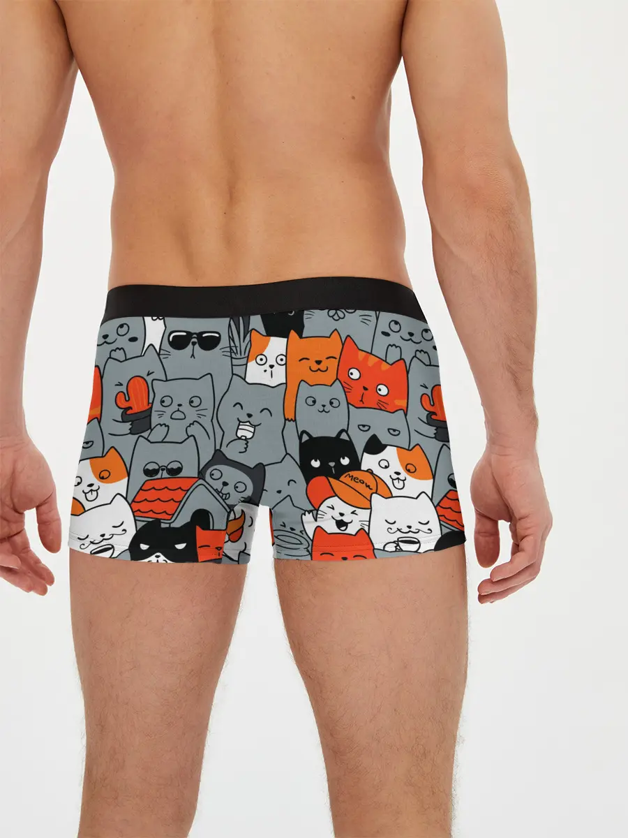 Мужские трусы боксеры / Разноцветные коты