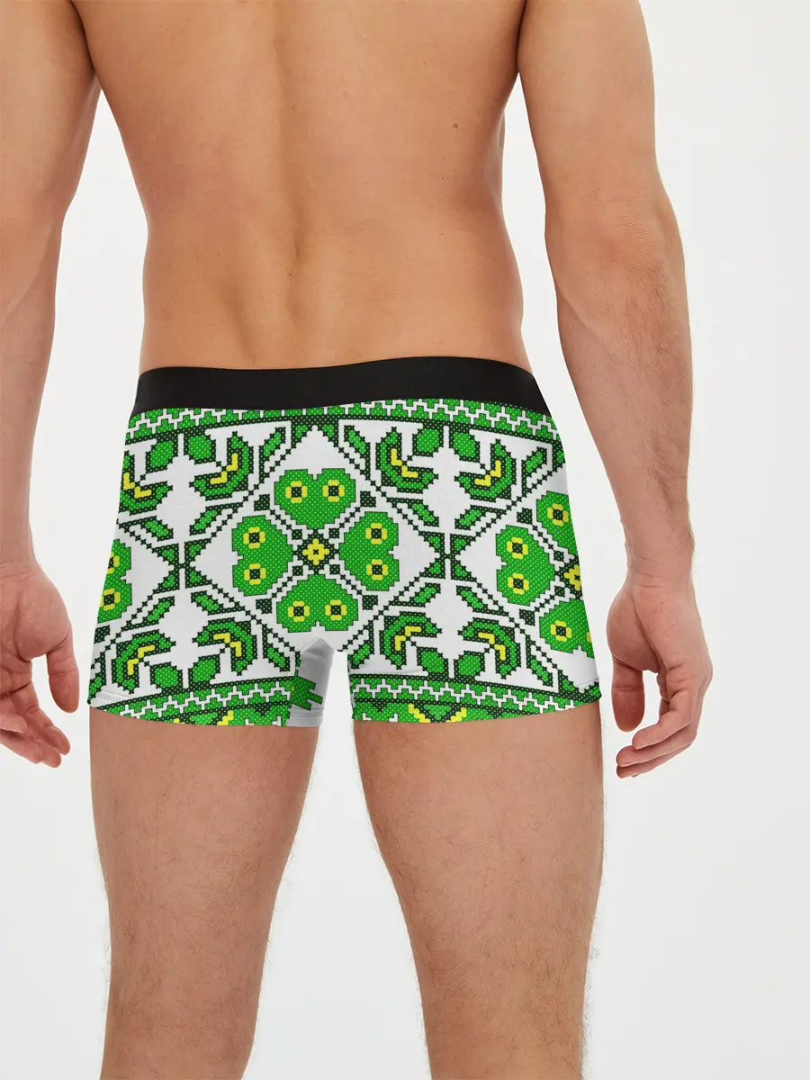 Мужские трусы боксеры / Славянский Узор Зеленый
