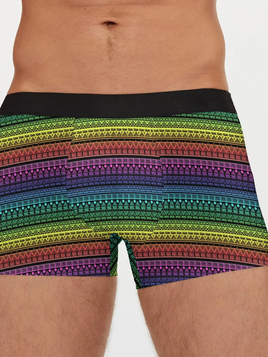 Мужские трусы боксеры / Этнический радужный орнамент