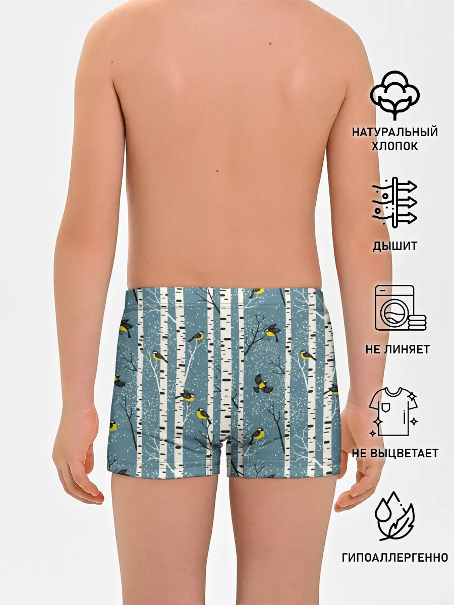 Трусы для мальчиков / Синички на берёзах