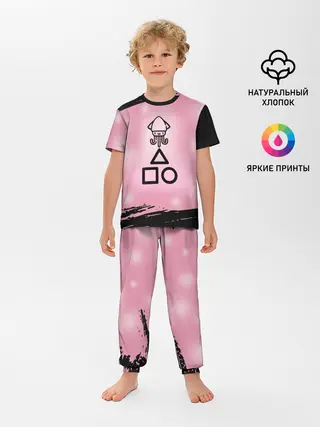 Детская пижама с брюками / МИЛЫЙ КАЛЬМАР | ТРЕУГОЛЬНИК КВАДРАТ КРУГ