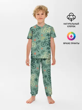 Детская пижама с брюками / Велосипед Текстура