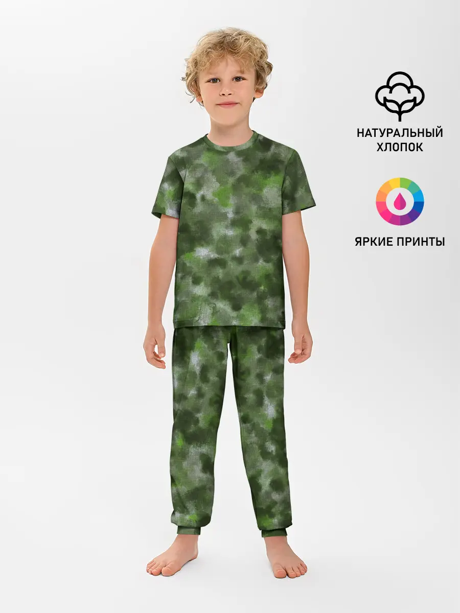 Детская пижама с брюками / Canvas Green Camo