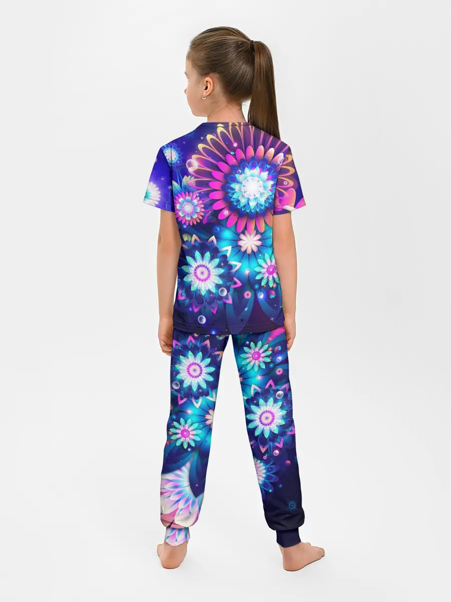 Детская пижама с брюками / Неоновые Цветы
