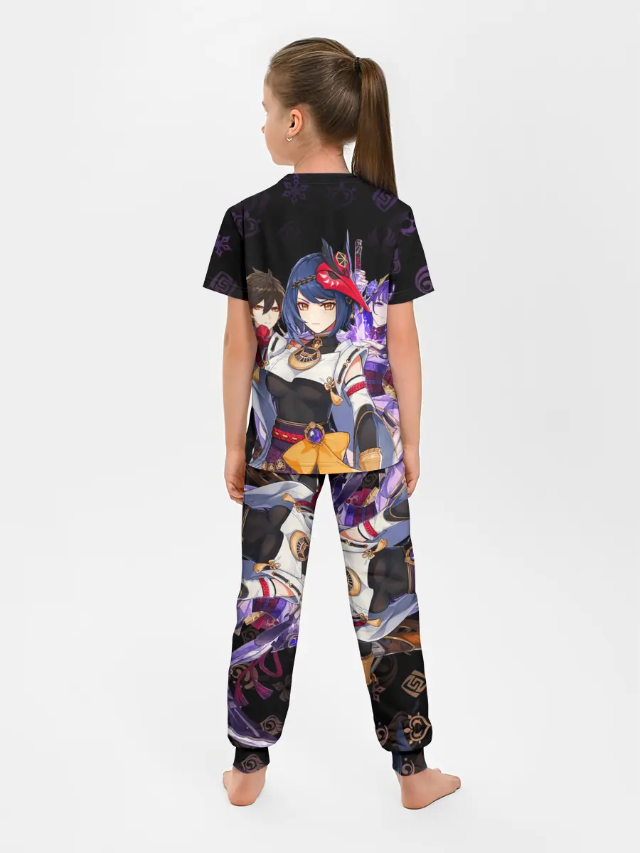 Детская пижама с брюками / Genshin Impact: Сара, Чжун Ли, Сёгун Райдэн