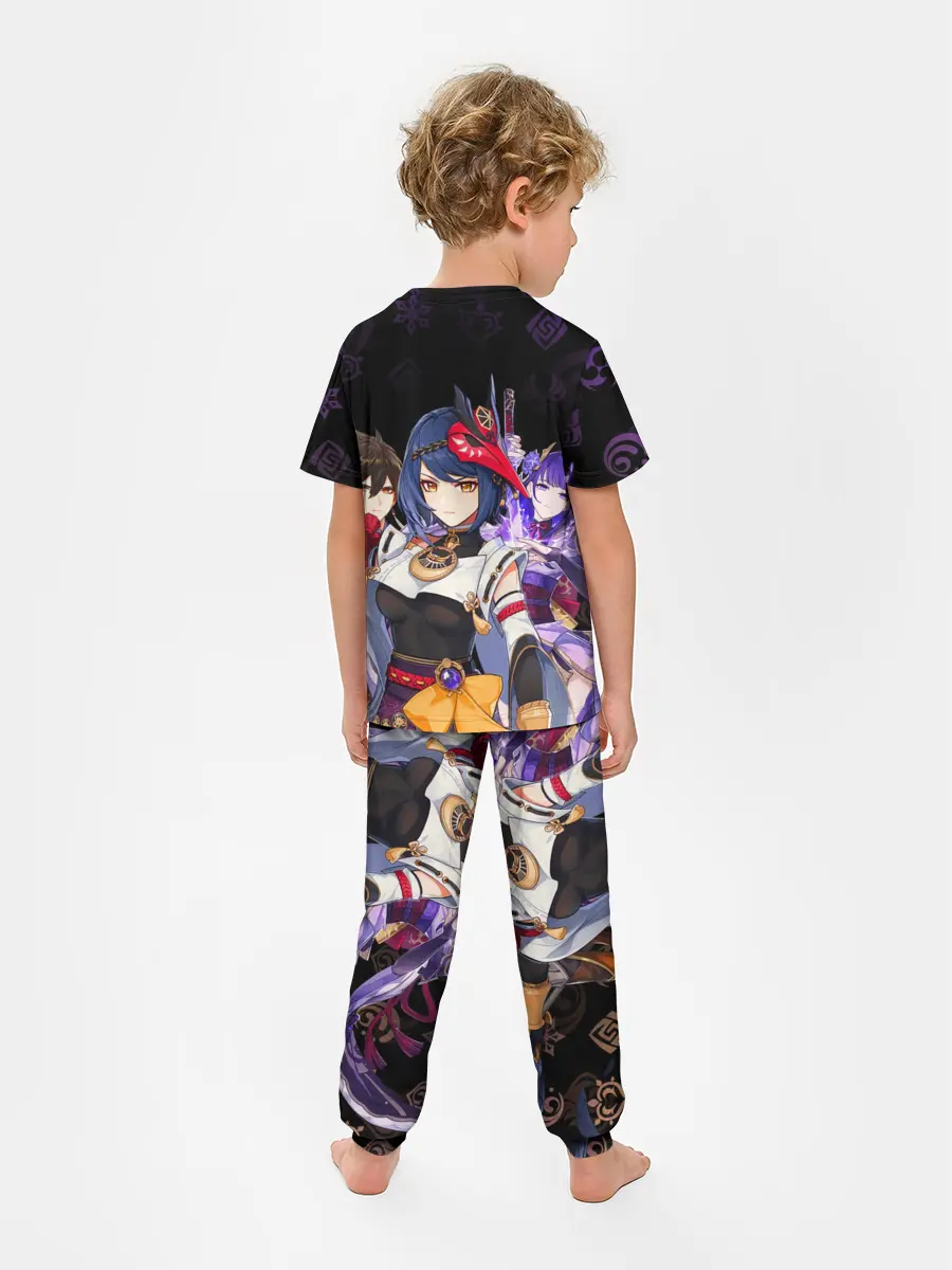 Детская пижама с брюками / Genshin Impact: Сара, Чжун Ли, Сёгун Райдэн