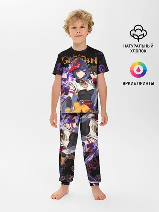 Детская пижама с брюками / Genshin Impact: Сара, Чжун Ли, Сёгун Райдэн