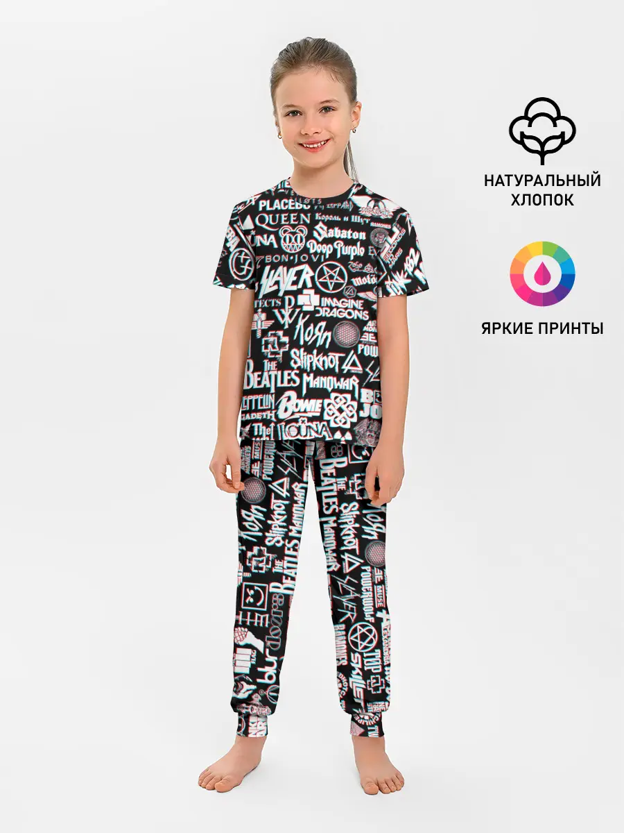 Детская пижама с брюками / ЛОГОТИПЫ РОК ГРУПП GLITCH
