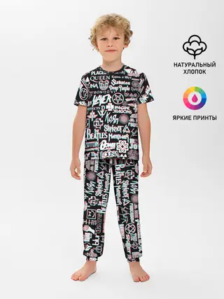 Детская пижама с брюками / ЛОГОТИПЫ РОК ГРУПП GLITCH