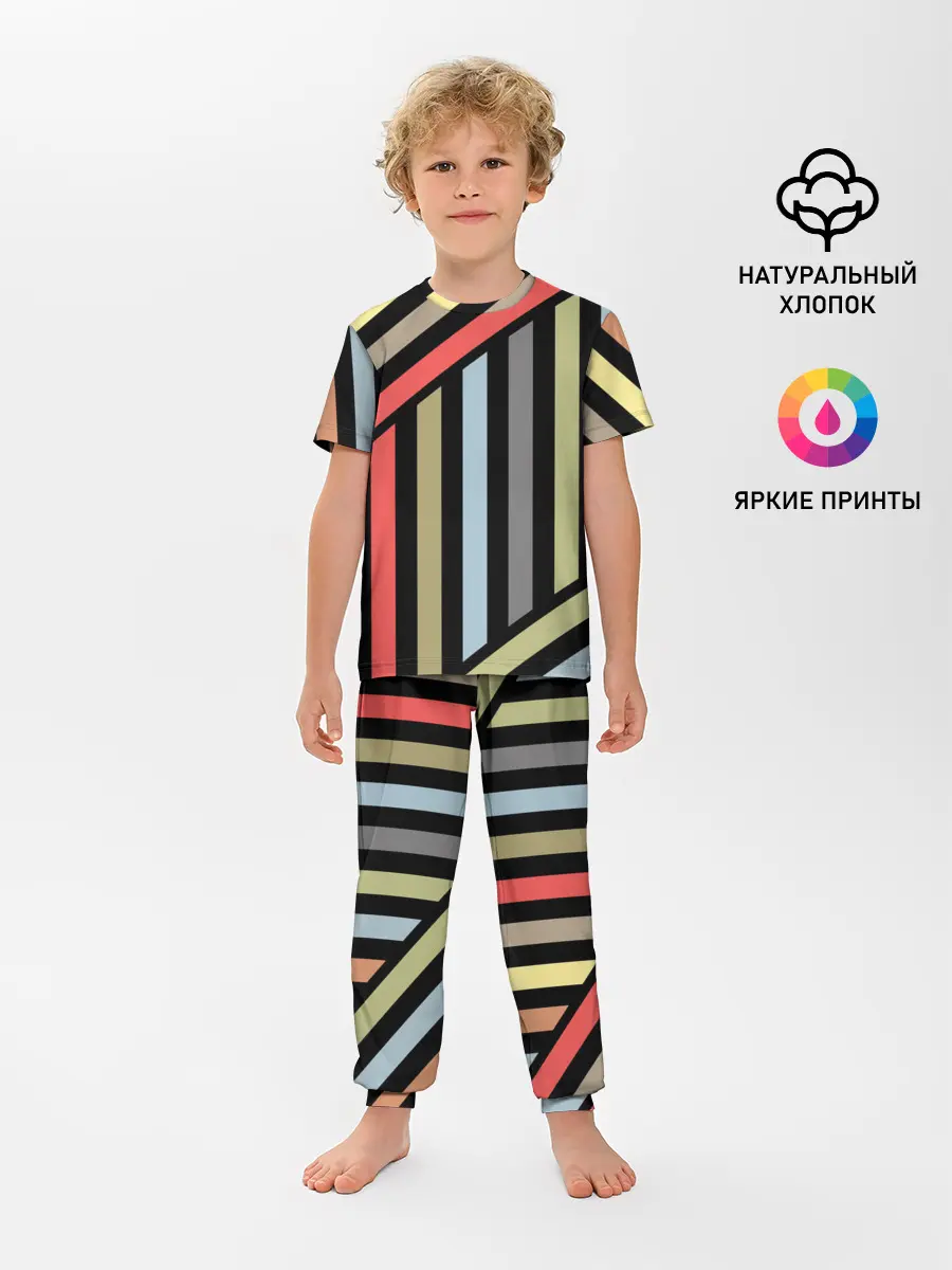 Детская пижама с брюками / Абстрактный полосатый узор