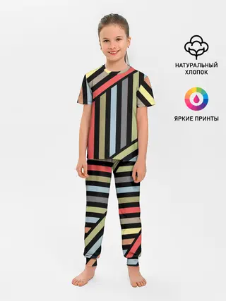 Детская пижама с брюками / Абстрактный полосатый узор