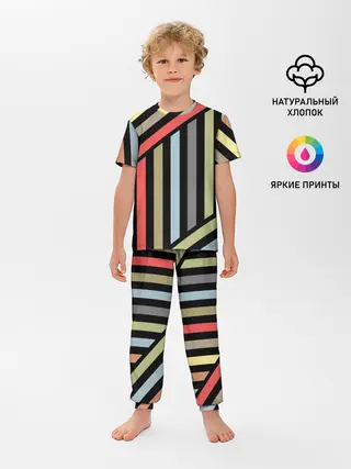 Детская пижама с брюками / Абстрактный полосатый узор