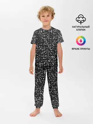 Детская пижама с брюками / ЧБ мозаика