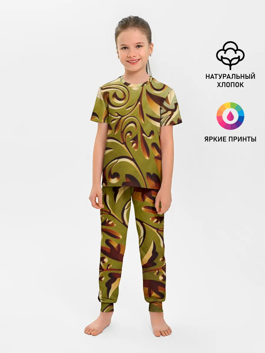 Детская пижама с брюками / Вырез по дереву