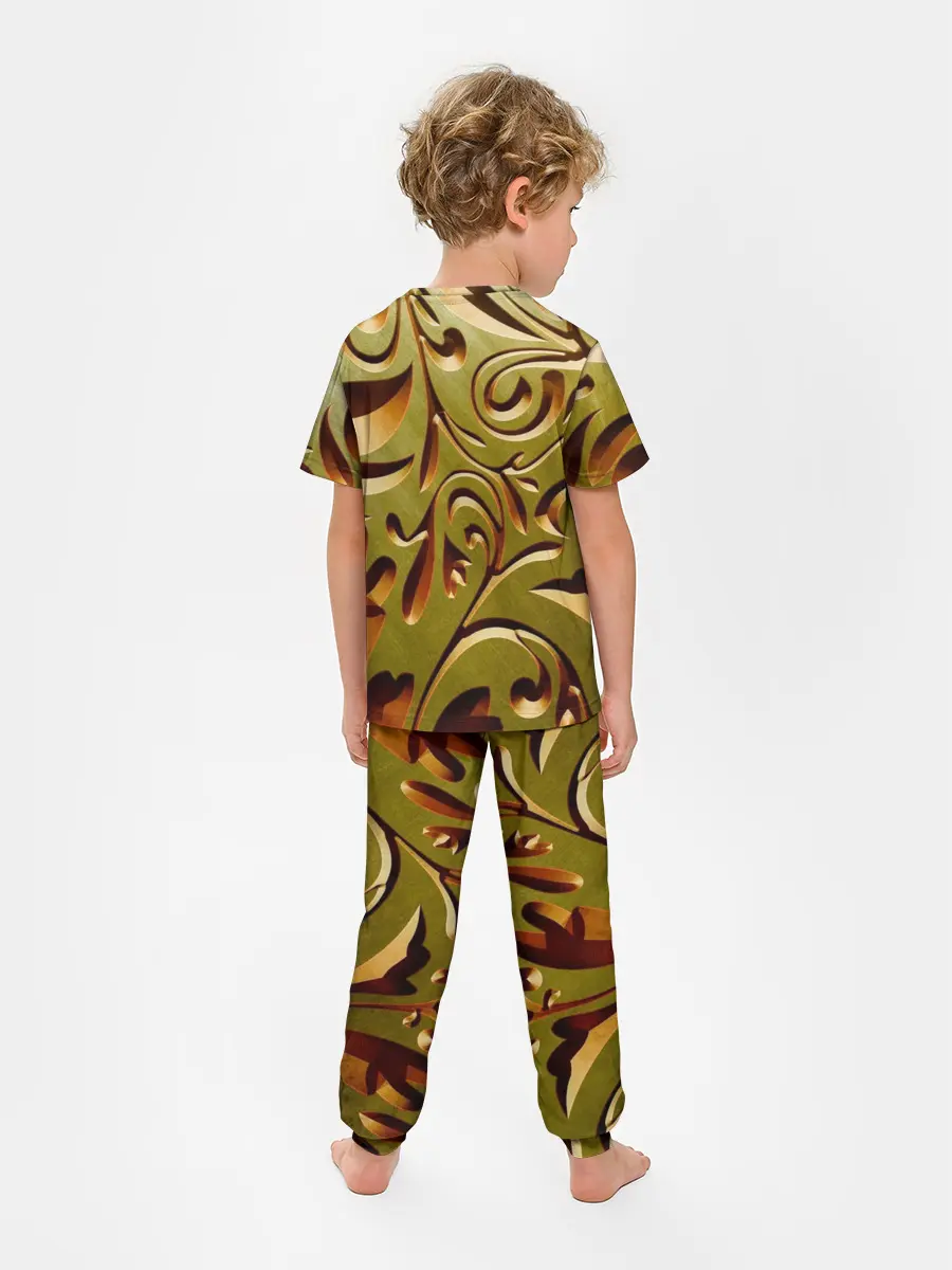 Детская пижама с брюками / Вырез по дереву