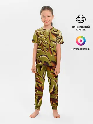 Детская пижама с брюками / Вырез по дереву