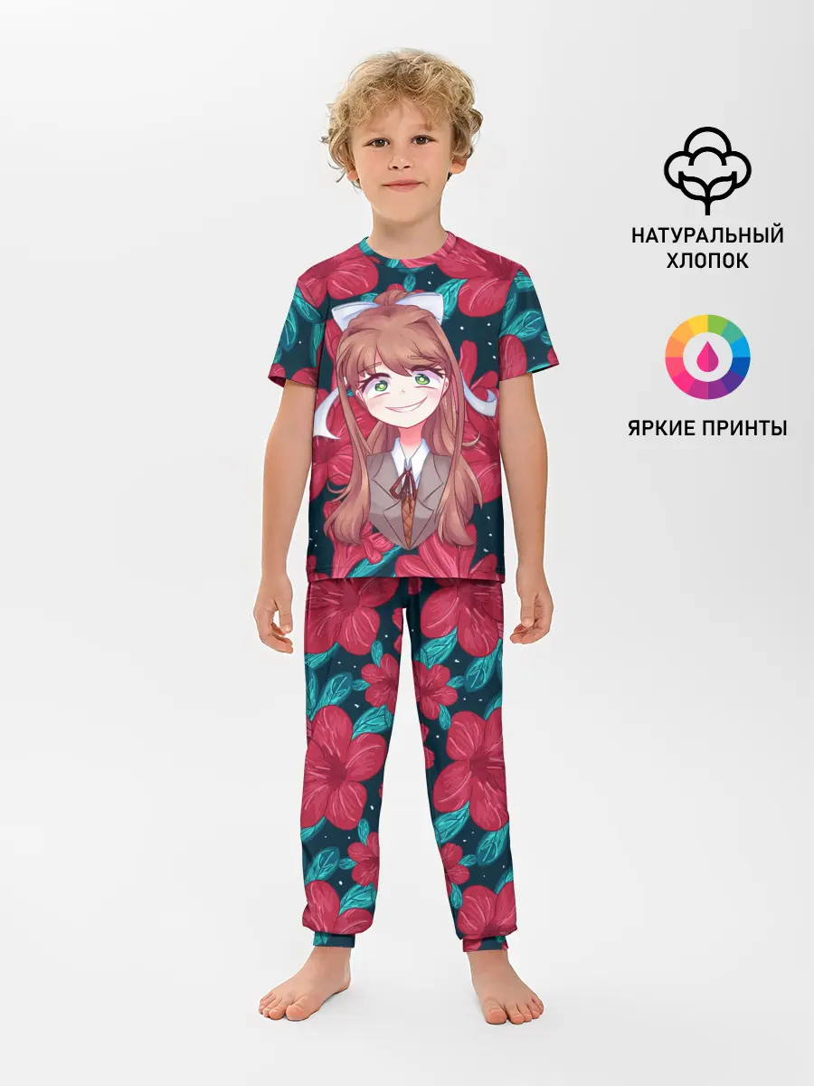 Детская пижама с брюками / Моника в цветах