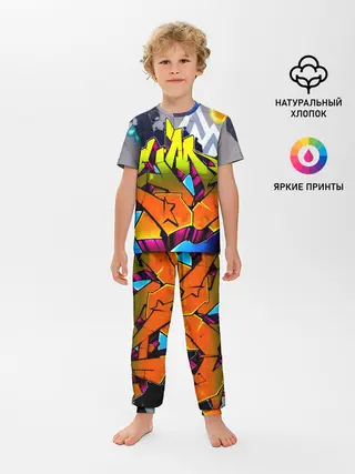 Детская пижама с брюками / НЕОНОВОЕ ГРАФФИТИ