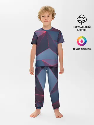 Детская пижама с брюками / Неоновый треугольник.