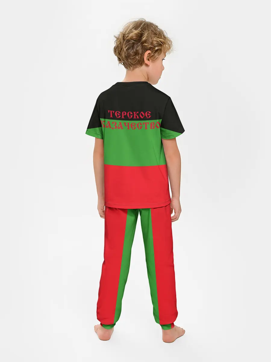 Детская пижама с брюками / Терский Казак на фоне Флага