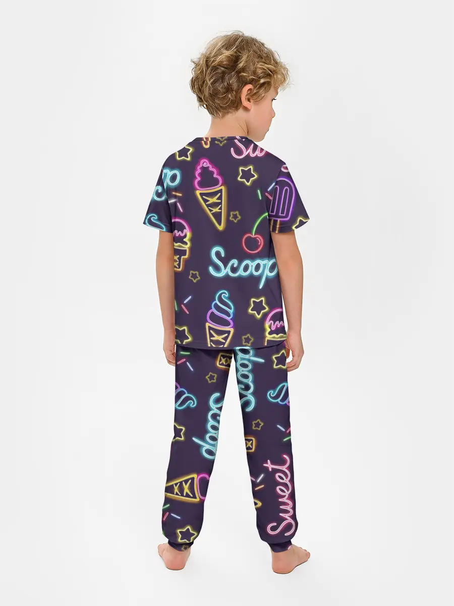 Детская пижама с брюками / Мороженное неон