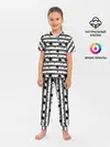 Детская пижама с брюками / Черно-белый полосатый узор