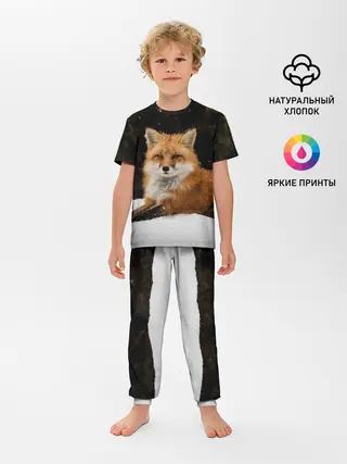 Детская пижама с брюками / Лиса и снег