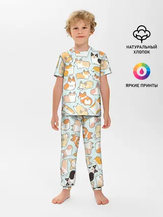 Детская пижама с брюками / Милые корги