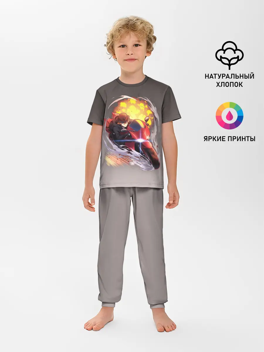 Детская пижама с брюками / Чуя Накахара на мотоцикле взрыв