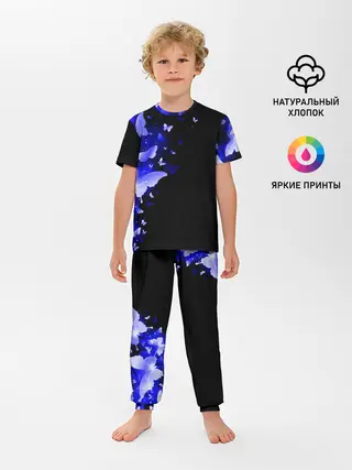 Детская пижама с брюками / СИНИЕ БАБОЧКИ