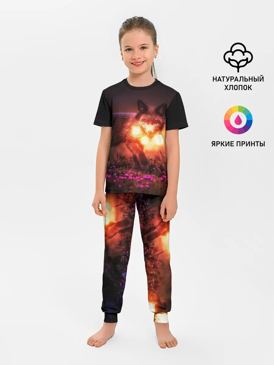 Детская пижама с брюками / Лисица с фонариками