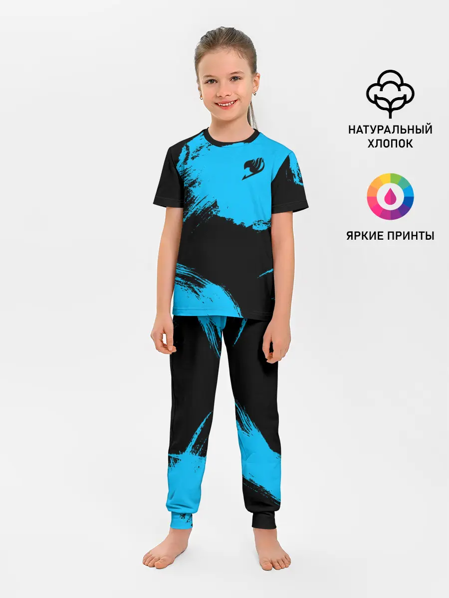 Детская пижама с брюками / Хвост Феи синие мазки