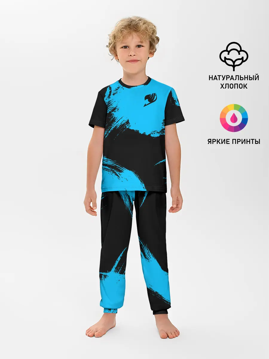 Детская пижама с брюками / Хвост Феи синие мазки