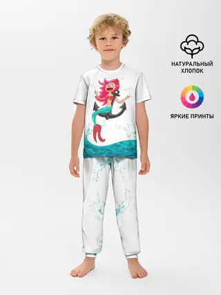 Детская пижама с брюками / Русалка на якоре