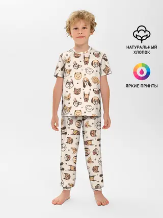Детская пижама с брюками / Хипстерские собачки