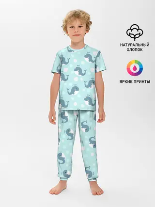 Детская пижама с брюками / Единорогие киты