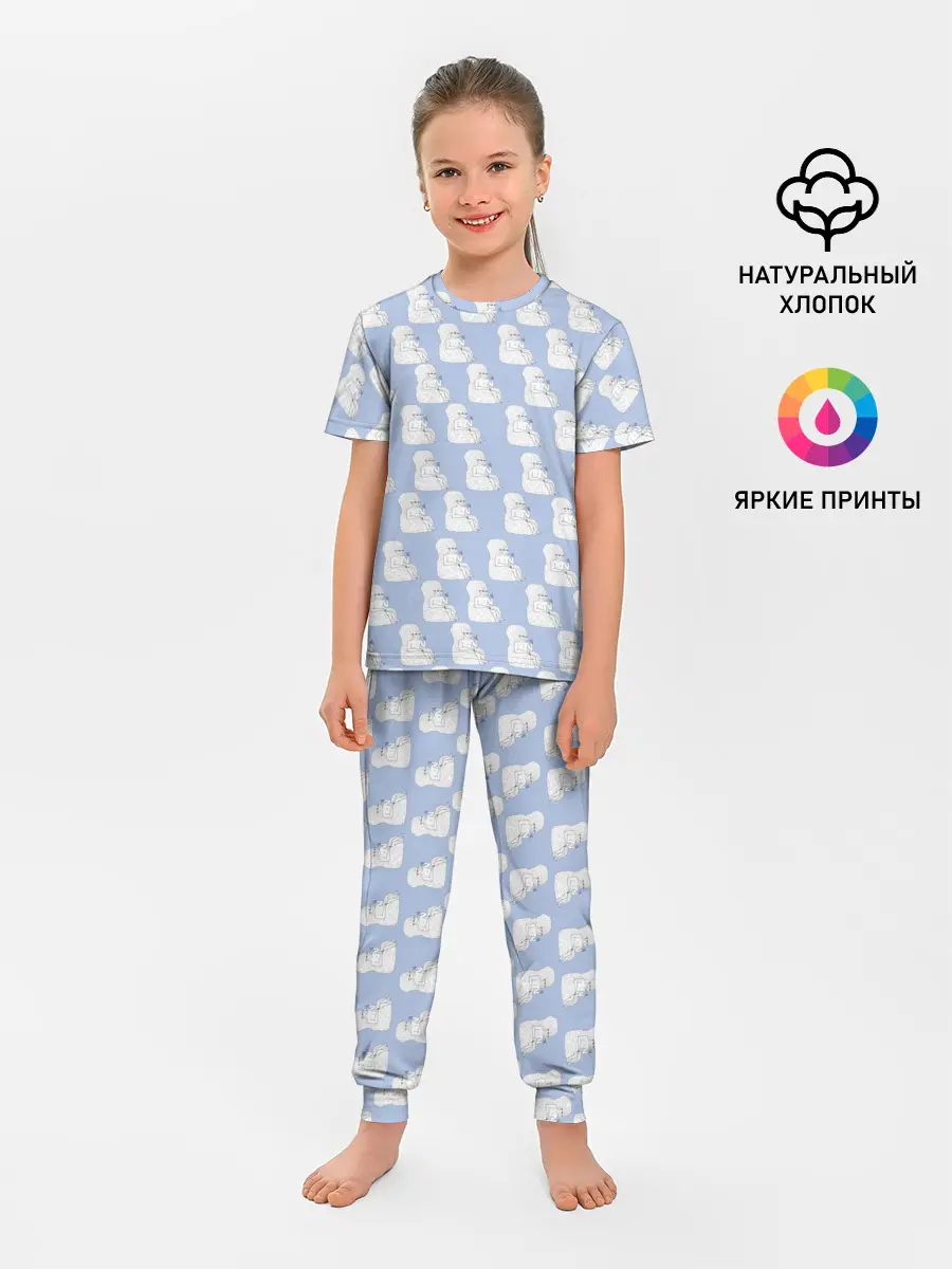 Детская пижама с брюками / Голубой мегамозг