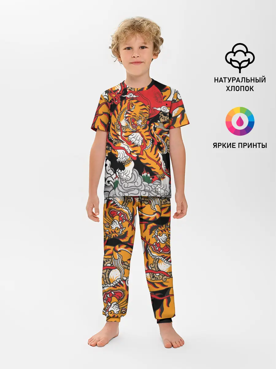 Детская пижама с брюками / Самурайский тигр