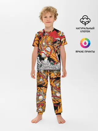 Детская пижама с брюками / Самурайский тигр