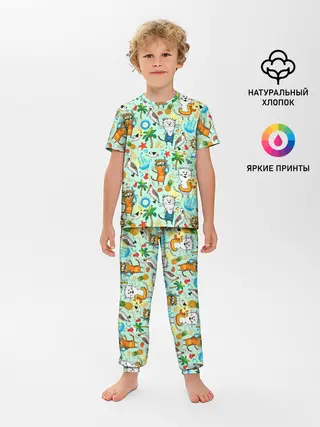 Детская пижама с брюками / Коты на отдыхе